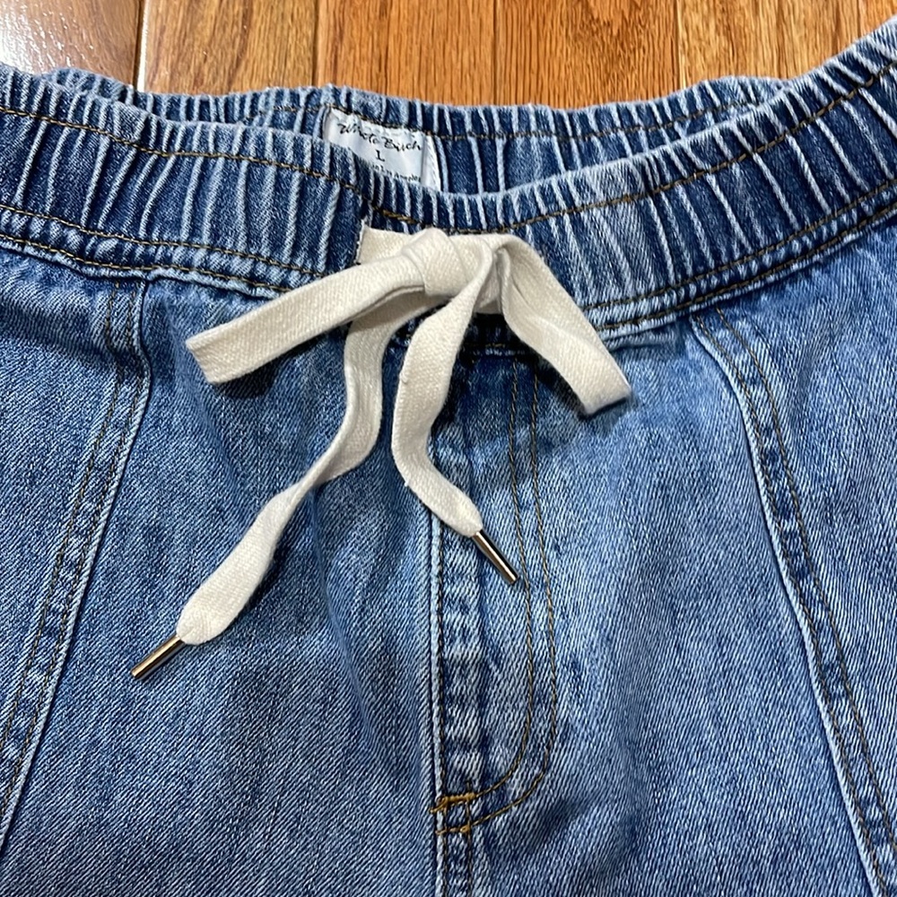 White Birch Distressed Drawstring Denim Shorts Large - Picture 5 of 10